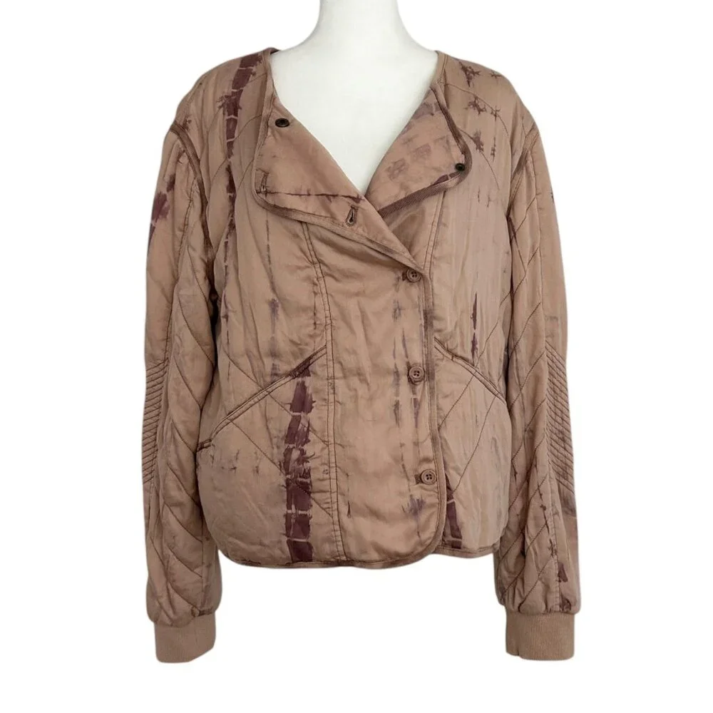 Marrakech Anthropologie Soft Quilted Tie Dye Bomber Moto Jacket NWT (M)